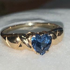 14kt Blue Topaz Heart Shaped Ring